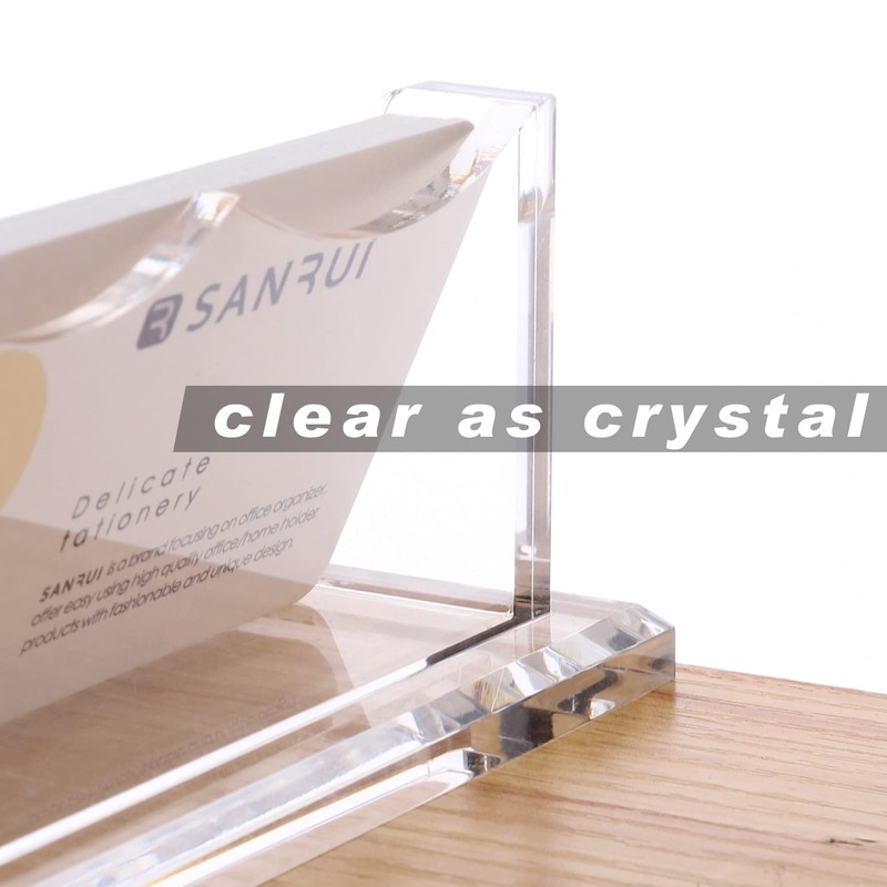 SANRUI Clear Horizontal Business Card Holder Stand for Desk, Acrylic