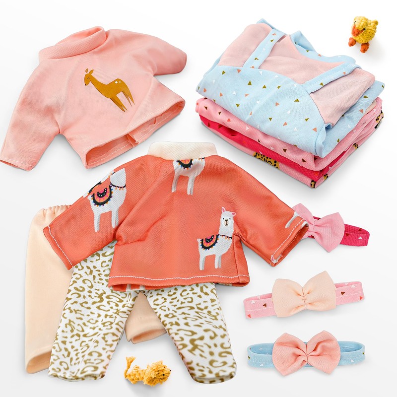 6 Sets Baby Doll Clothes Outfits and Headbands for 10