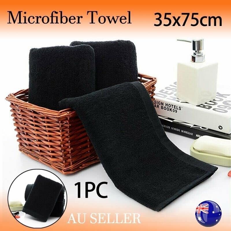 AIMALL Microfiber Towel 35x75cm Black, Multi-Purpose Gym, Sport, Travel, Camping,