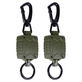Heavy Duty Carabiner Retractable Keychain, Retractable ID Badge Reel with Belt Clip, Tactical Retractable Badge Holder with 26 Inches Cord, 10 oz Retraction, 2-Pack