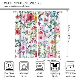 Floral Blackout Windows Curtains, Watercolor Floral Pink Floral Curtain Decoration Pink Curtains, for Home Living Room Bedroom Decor 42x54in 2 Panels