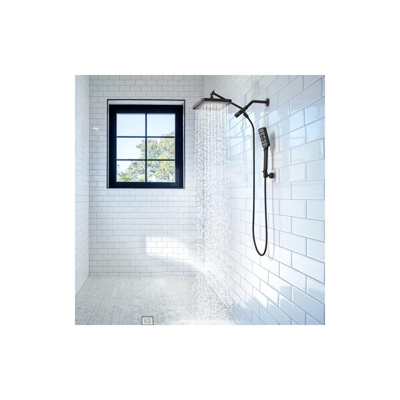 Rain Shower Head with Handheld Spray Combo Set, Adjustable 12"