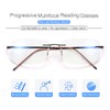 Rimless Progressive Multifocus Reading Glasses Blue Light Blocking No Line