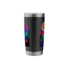 Bigfoot Night Stroll Cool Full Moon Trees Sasquatch Vintage Stainless Steel Insulated Tumbler