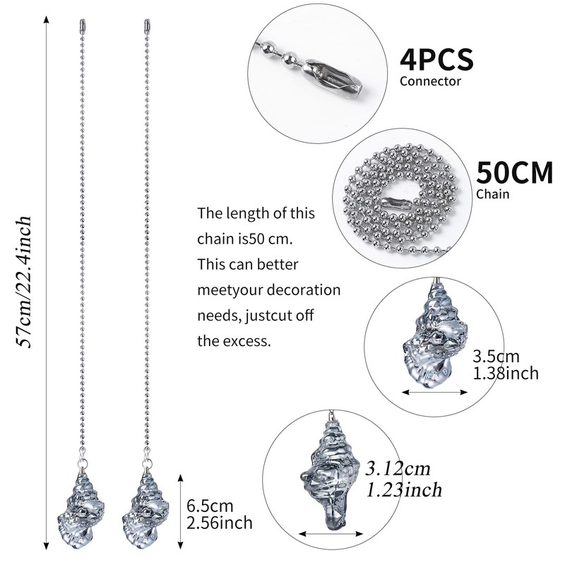 2 Pack Ceiling Fan Pull Chain, 20 inch Ceiling Pulls