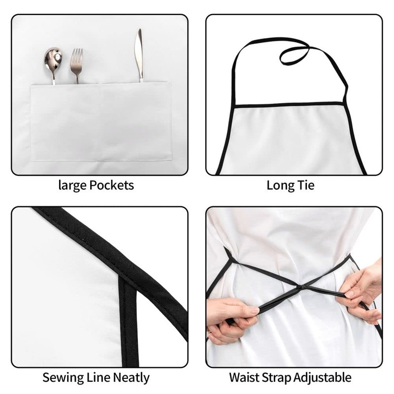 TNOKKU Black Gray Gold Marble Kitchen Chef Apron With Pockets