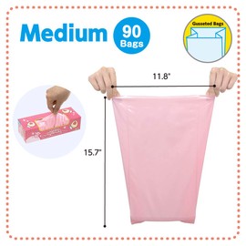 BOS Amazing Odor Sealing Baby Diaper Disposal Bags - Durable and Unscented [Size: M, Color: Pink] (90 count, Pack of 1) (90 Bags)