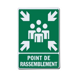 Aihesui Aluminum Signs Metal Sign Warning Sign Notice Sign Vertical Gathering Point Picto Evacuation Metal Sign for Garage Garden Craft Bar Road 8” x 12”