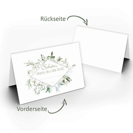 40 Place Cards I DIN A7 I Place Cards Name Cards Seat Cards Green Landscape for Writing I Birthday Wedding Christening I dv_742