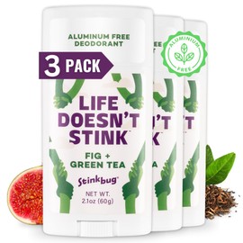 Stinkbug Naturals Organic Aluminum Free Deodorant Stick with Fig + Green Tea, Coconut Oil, Paraben Free, Sensitive Skin Deodorant, 2.1 Ounce Pack of 3