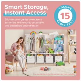 CUBEDIY Baby Closet Organizer for Nursery: Durable Baby Wardrobe for Closet - Customizable Baby Dresser Amoire Shelves - Waterproof Shelf Clothes Organizer w/Wall Fixation (White)