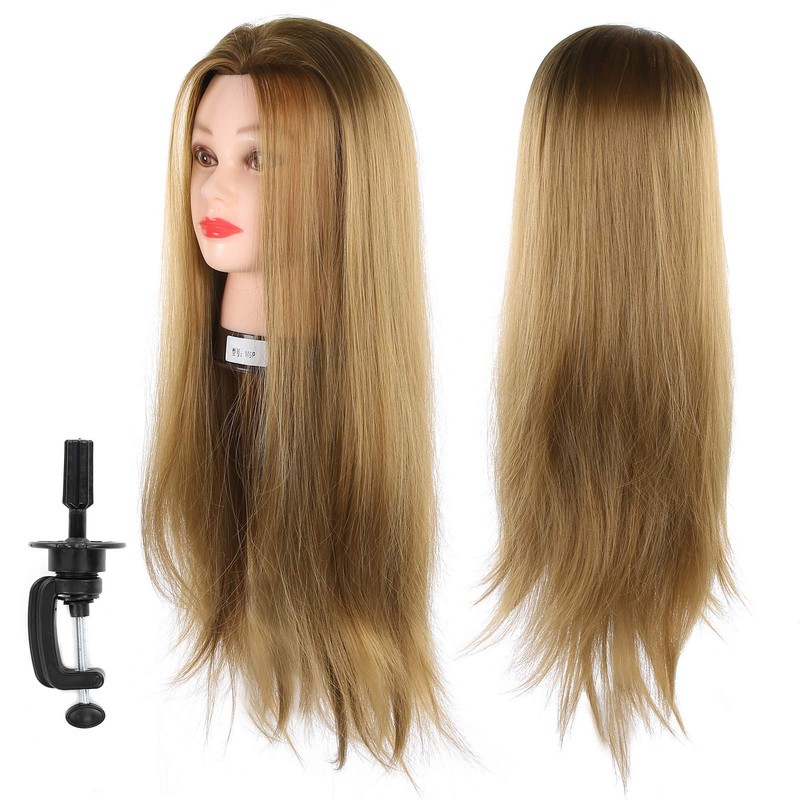 Mannequin Head, Portable with Hair High Temperature Fiber Cosmetology Doll