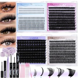 5 in 1 Eyelash Kit, Eyelash Extensions Kit, Including Eyelash Glue, Eyelash Remover, Eyelash Curler, Eyelash Brush, Eyelash Tweezers, Eye Makeup Tool for Women, Cosmetic, Black:_Eyelash Gift Set-4_Black