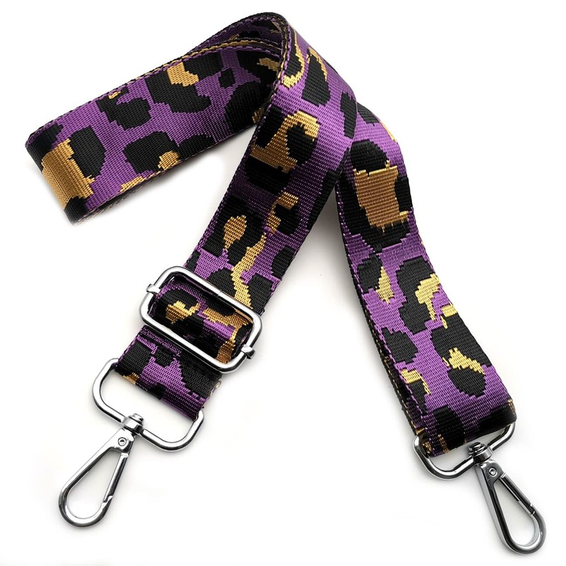 Bag Straps for Changing, Bag Strap Purple Leopard, Adjustable Shoulder