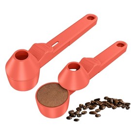 Coffee Scoop & Funnel for Reusable K Cup Refillable Coffee Pods, Coffee Measuring Spoon 2 Tablespoon Capacity, Scoop with Funnel for Ground Coffee, Protein Powder, Tea (Orange, 2 Pack)