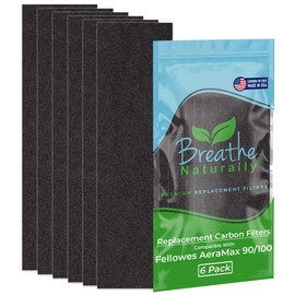 Breathe Naturally Replacement Carbon Filters for Fellowes AeraMax 90/100 Air Purifiers, Prefilter for Aera Max 100, Fellows Air Purifier Filter Replacement, 4.4 x 0.2 x 16.4 Inches - Black (6-Pack)