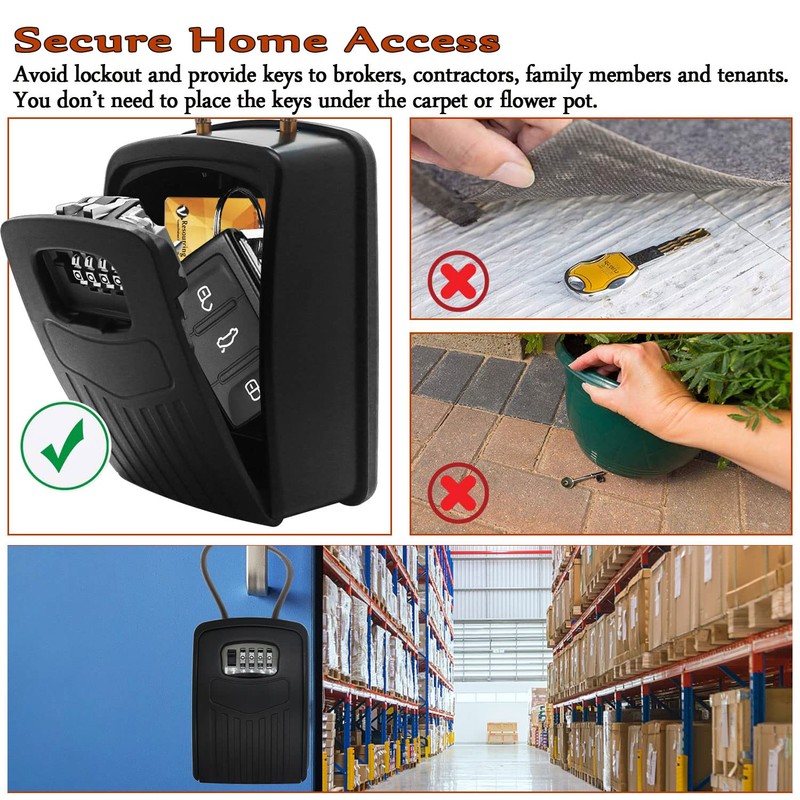 Extra Large Key Storage Security Lock,V-Resourcing Re-settable 4 Digit Combination