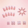 24Pcs French Tip False Nails, Elegant Pink Bow False Nails