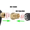 Brass High Pressure Washer Coupler, Metric M22 15mm Male to