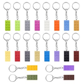 lyualma Pack of 20 Colourful Key Ring Bricks Building Blocks Plastic Pendant Key Ring Bricks for DIY Blocks Pendants, Decoration Gifts, 20 Colours, Red, orange, light yellow, green, fruit green, bean