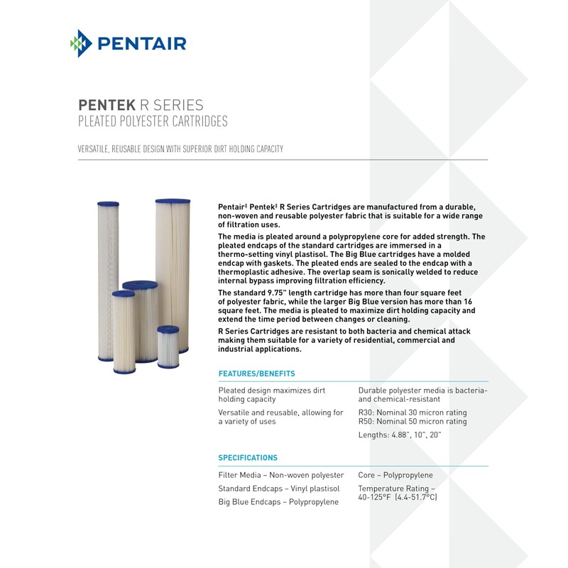 Pentair Pentek R30-20BB Big Blue Sediment Water Filter, Whole House