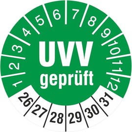 Pack of 100 UVV Tested Test Labels Test Badges Vehicle Test 30 mm Round 2022-27
