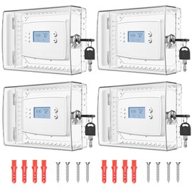 4 PCS Thermostat Lock Box with Key, Large Thermostat Cover with Lock for Thermostat on Wall, AC Control Lock Box Cover with Key, Air Conditioner Lockbox Fits Thermostats 5" H x 6.3" W or Smaller