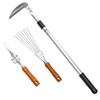 Japanese Garden Weeding Tools Set (Telescoping Long Handle Sickle, Root