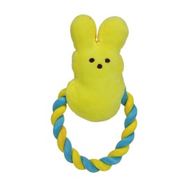 Peeps for Pets Plush Bunny Rope Pull Toy for Dogs | Peeps for Pets Squeaker Dog Toy, Yellow/Blue | Dog Toy is a Fun and Cute Way to Entertain Your Pet