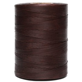 EXKALAFUL Hilo de cera, línea plana de poliéster de 852 yardas 150D 0,8 mm para costura de piel, reparación de zapatos, fabricación artesanal, adecuado para costura a mano de piel pesado (café oscuro)
