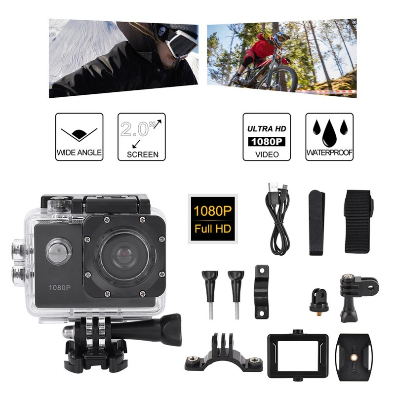 1080P HD 2inch LCD Screen Sports 30m Waterproof Action Camera