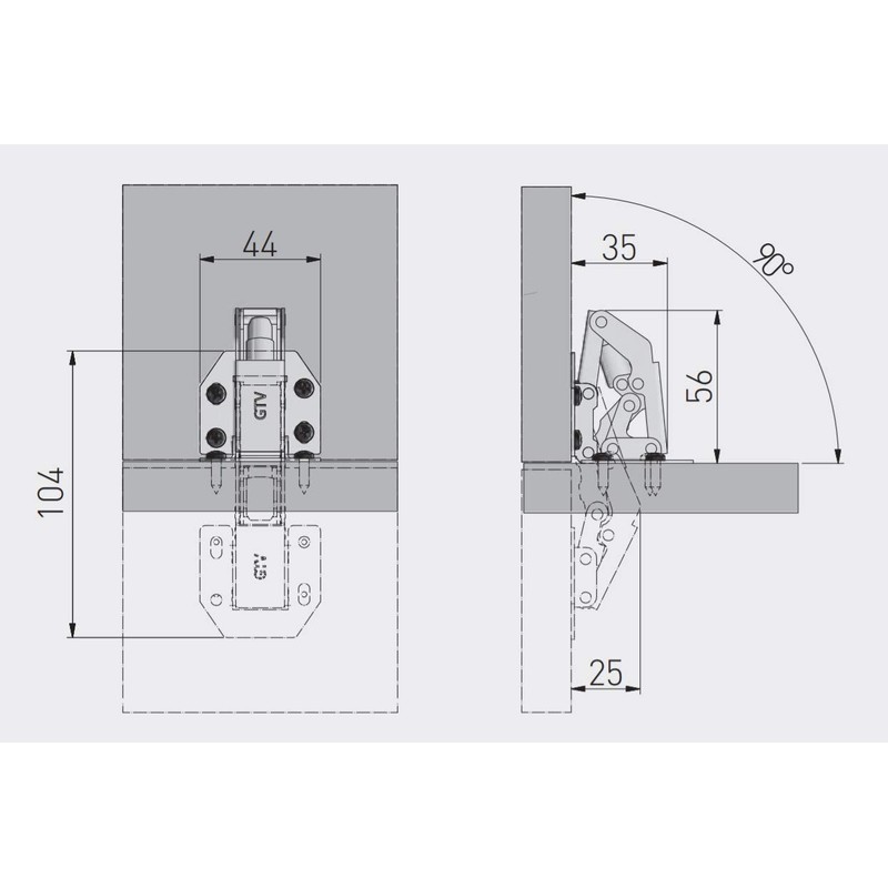 2x 90 Degree Easy Mount Concealed Kitchen Cabinet / Cupboard