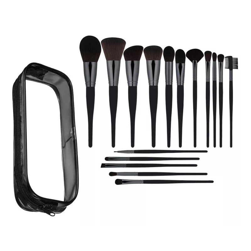 BS-Mall Juego De 16 Brochas De Maquillaje Negro