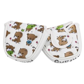 Anfang Mallet Magnetic Putter Cover with Bear Embroidery (White)