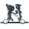 AB Tools Black Metal Peeking Collie Silhouette with Fixing Plate