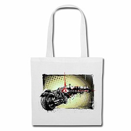 Reifen-Markt Tasche Umhängetasche ADRENALINE BIKERSHIRT MOTORRAD CHOPPER GOTHIC MOTORCYCLE SKULL MOTORRADCLUB BIKE ROUTE 66 Einkaufstasche Schulbeutel Turnbeutel in Weiß