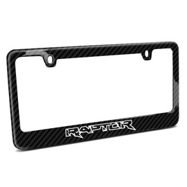 iPick Image for - Ford Raptor Outline Dual Logo Black Real Carbon Fiber License Plate Frame