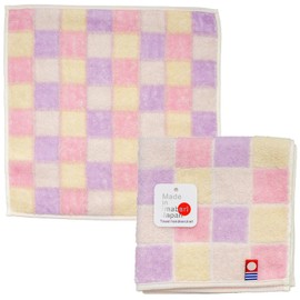 Nishio IBT-508-3P Imabari Towel Certified Hand Towel, Women's, Set of 3, Made in Japan, Mother's Day, Gift, Gift, 100% Cotton, 9.8 inches (25 cm), Double-Sided Pile, Water Absorbent, Checkered Pattern