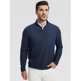 M MAELREG Mens Quarter Zip Pullover Dry Fit Mock Neck Long Sleeve Performance Casual Sport Golf Sweatshirt for Men Dark Blue