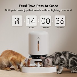 PETLIBRO Automatic Cat Feeder, WiFi Pet Feeder for 2 Cats or Dogs with APP Control, 5L Timed Cat Food Dispenser, Adjustable Meal Splitter, Fresh Food Storage, 10s Meal Call, Stainless Steel Bowls