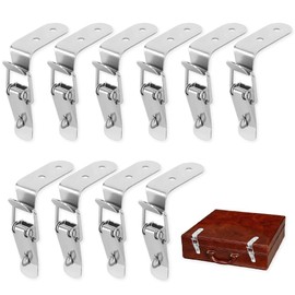 Riisoyu Pack of 10 Stainless Steel 90 Degree Lever Lock Corner Fastening Snap Lock Robust Box Closure Duck Mouth Buckle for Box Closure Pendant Side Wall Lock