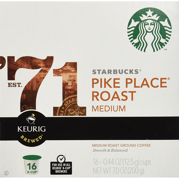 Starbucks Pike's Place Kcups-Medium Roast, 0.44 oz, 16 ct