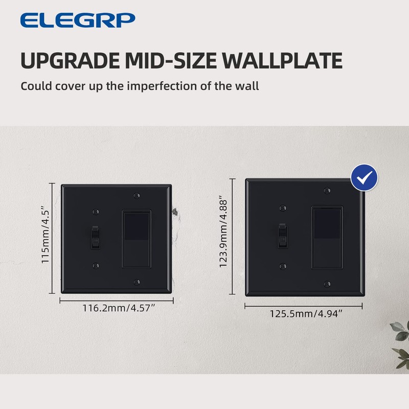 Combination Wall Plate ELEGRP 2-Gang 1-Toggle Light Switch 1-Decorator/GFCI Device