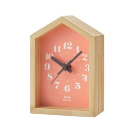 Bruno BCA027-SMPK Mini Wood House Clock, Clock, Children's Room, Scandinavia, Place, Home, Compact, Interior, Stylish, Stylish, Simple, Pink
