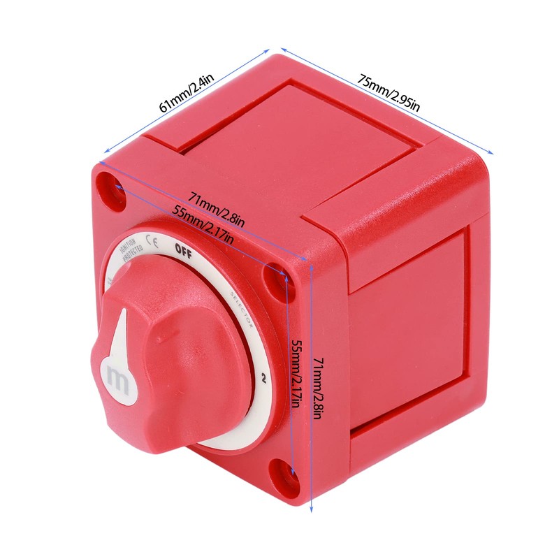 Cunyuer 300A Battery Disconnect Switch, 3 Position Dual Battery Switch,