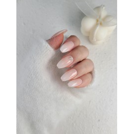 Baby Boomer Stone Handmade Nail Tips - Long Square / 베이비부머 스톤 수제네일팁 - 롱스퀘어