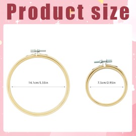 ALLY-MAGIC Embroidery Hoop, Adjustable Round Embroidery Hoop Made of Bamboo, Embroidery Hoop for Cross Stitch and Handmade, Set of 2 with 10 cm and 15 cm Diameter, Smooth, Lightweight, Burr-Free E24