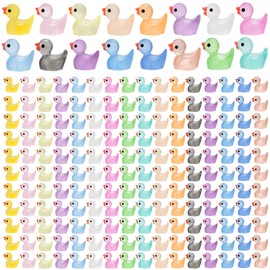 CRTWDMAN 240Pcs Luminous Mini Resin Ducks,Tiny Duck Glow in The Dark,Little Ducks,Small Ducks to Hide,Miniature Figures for Party Favor
