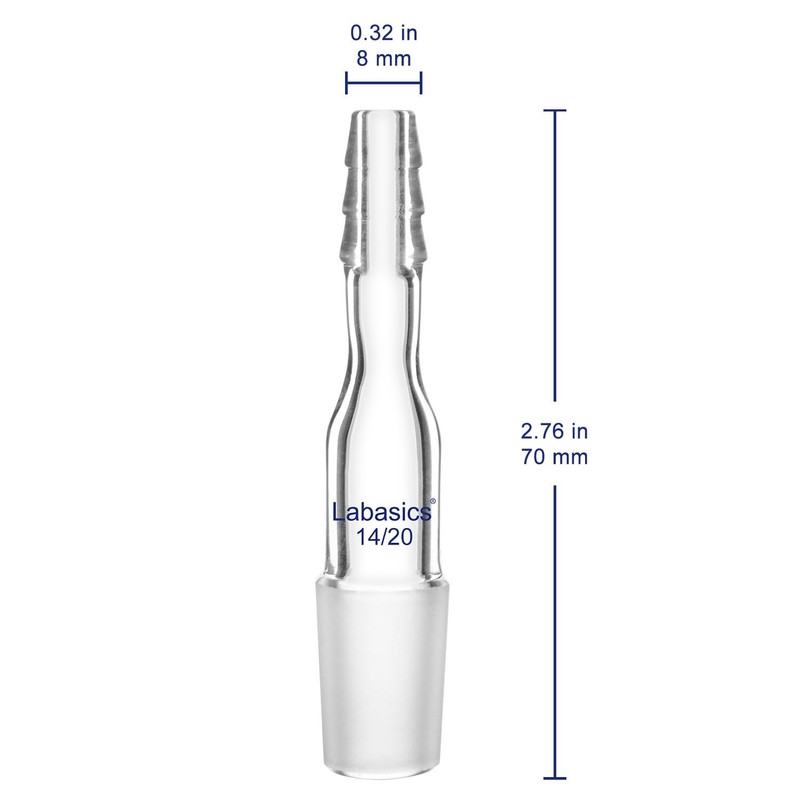 Labasics Glass Straight Inlet Adapter with 14/20 Male Glass Joint