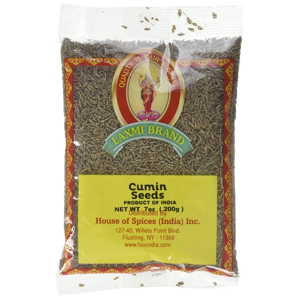 Laxmi All-Natural Dried Cumin Seeds, Traditional Indian Cooking Spices - 200g